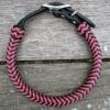black/pink braid over a rolled leather collar